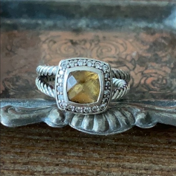 David Yurman Jewelry - David Yurman Petite Albion Citrine Diamond Ring Sterling Cable